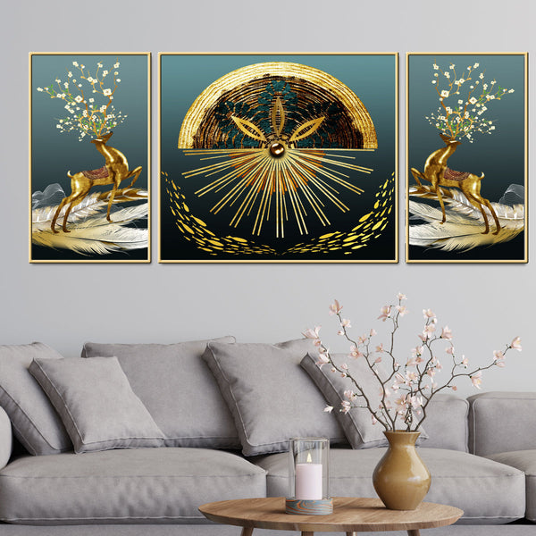 Danville Alluring Reindeers Framed Canvas Wall Paintings