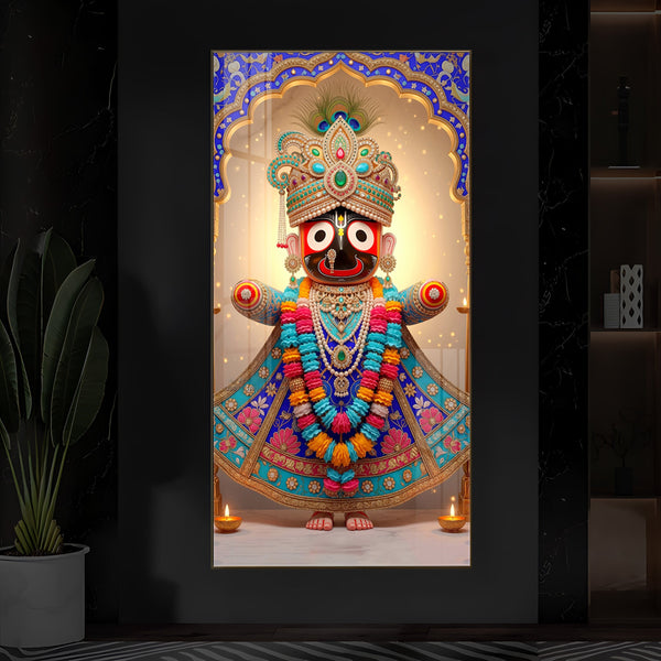Jai Shri Jagannath Ji Modern Luxury Backlight Vertical Wall Art