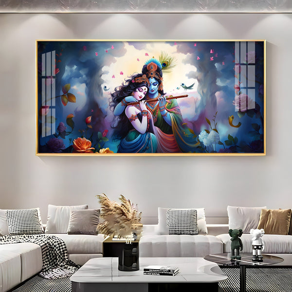Modern Radha Krishna Romantic Portrait Acrylic Wall Art Home Decor