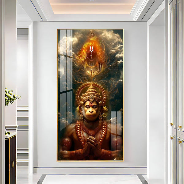 Lord Hanuman and Shri Ram Divine Blessing Vertical Acrylic Wall Art