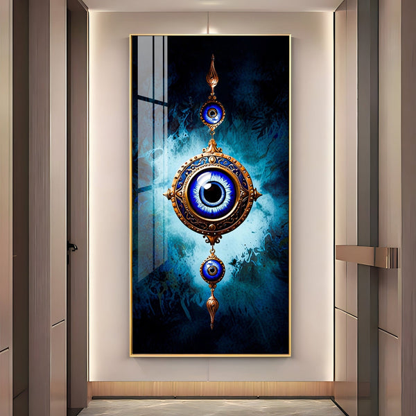 Modern Nazar Protection Acrylic Wall Painting with Blue Eye Symbol and Artistic Finish