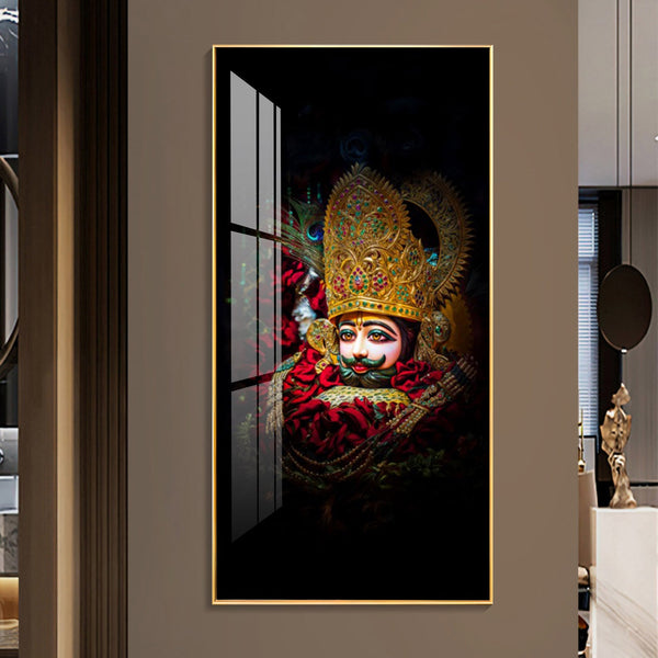 Khatu Shyam Ji divine portrait spiritual acrylic wall painting for home temple and wall decor