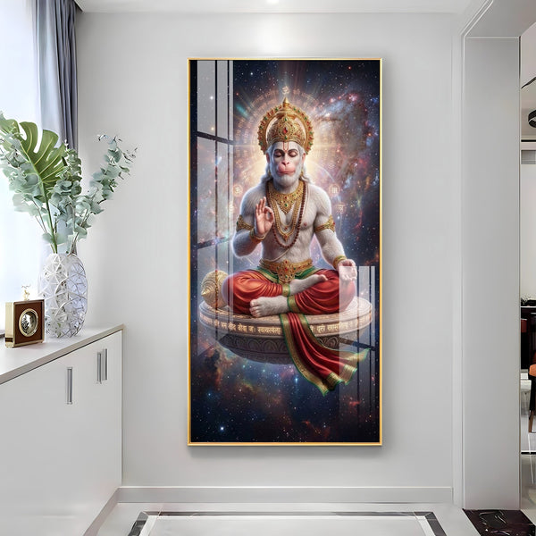 Divine Lord Hanuman Meditation Acrylic Wall Painting for Spiritual Home Decor