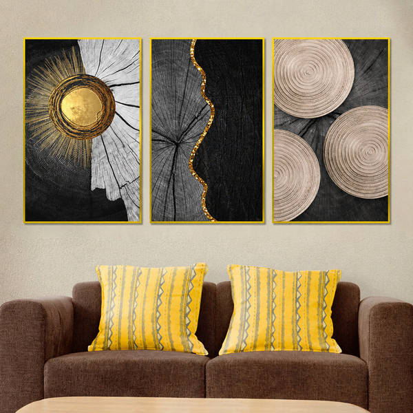 Earth's Crust Inspired Framed Canvas Wall Art - Set of 3