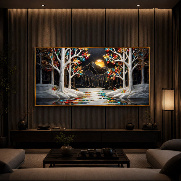 Tree Of Life Modern Luxury Backlight Horizontal Wall Art