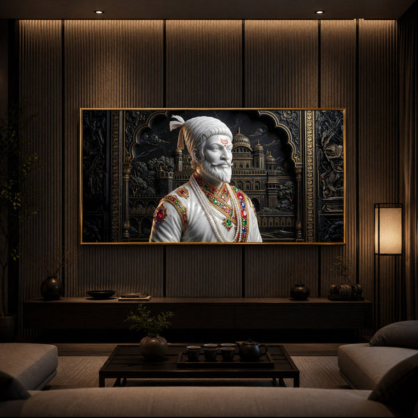 Veer Chhatrapati Shivaji Maharaj Modern Luxury Backlight Horizontal Wall Art