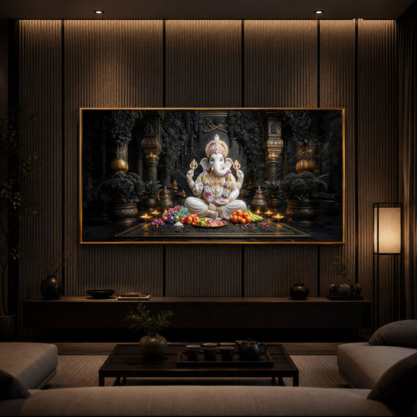 Lord Ganesha Modern Luxury Backlight Horizontal Wall Art