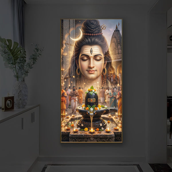Lord Shiva Modern Luxury Backlight Vertical Wall Art