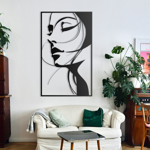Beautiful Women Face Metal Art Frame Wall Decor