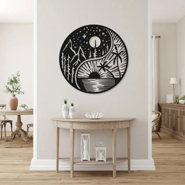 Day and Night Scenery Shades Metal Art Wall Decor