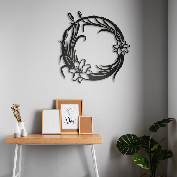 Metal Round Flower Design Wall Metal Art Decor
