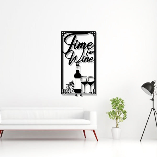 Time For Wine Sign Frame Metal Art Wall Decor