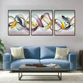 Oceanic Blues Framed Canvas Art Wall Painting - Set of 3