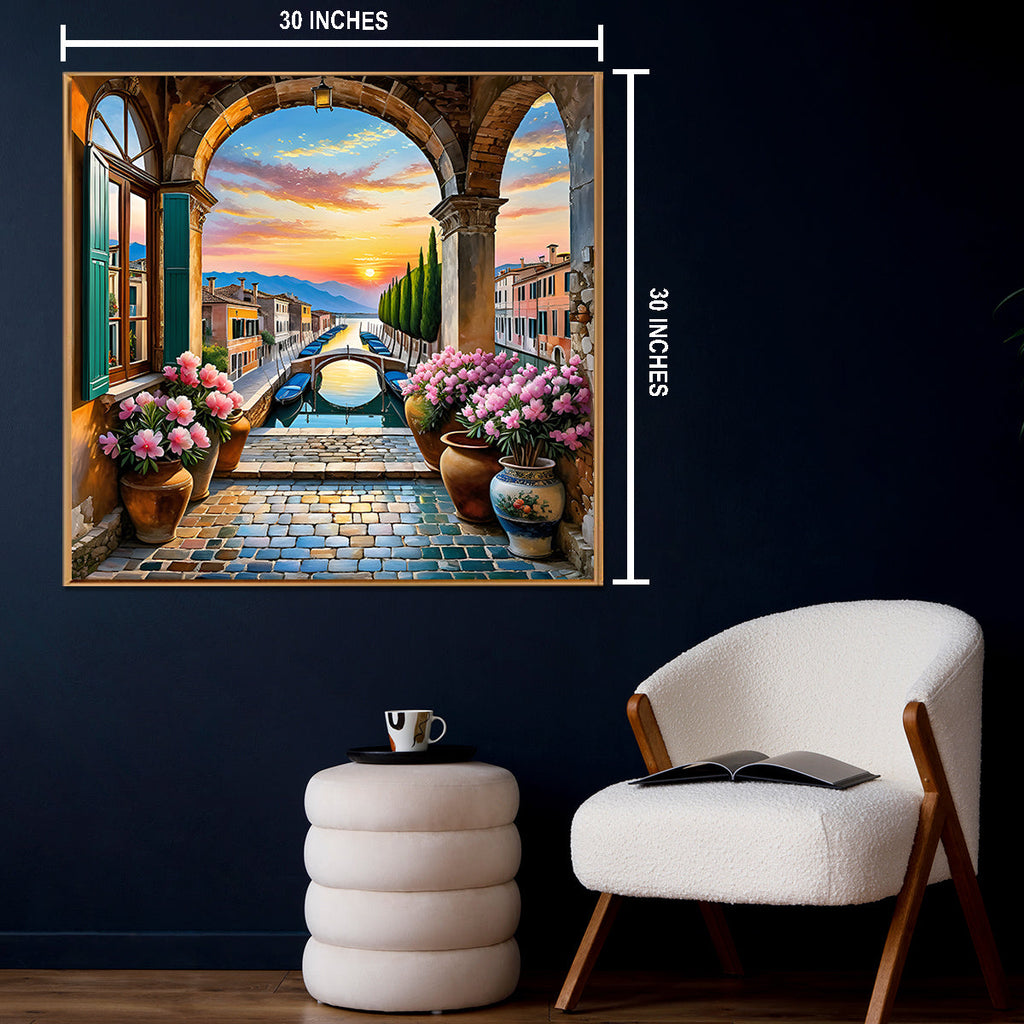 Blooming Sunset Pathway Canvas Wall Art Print