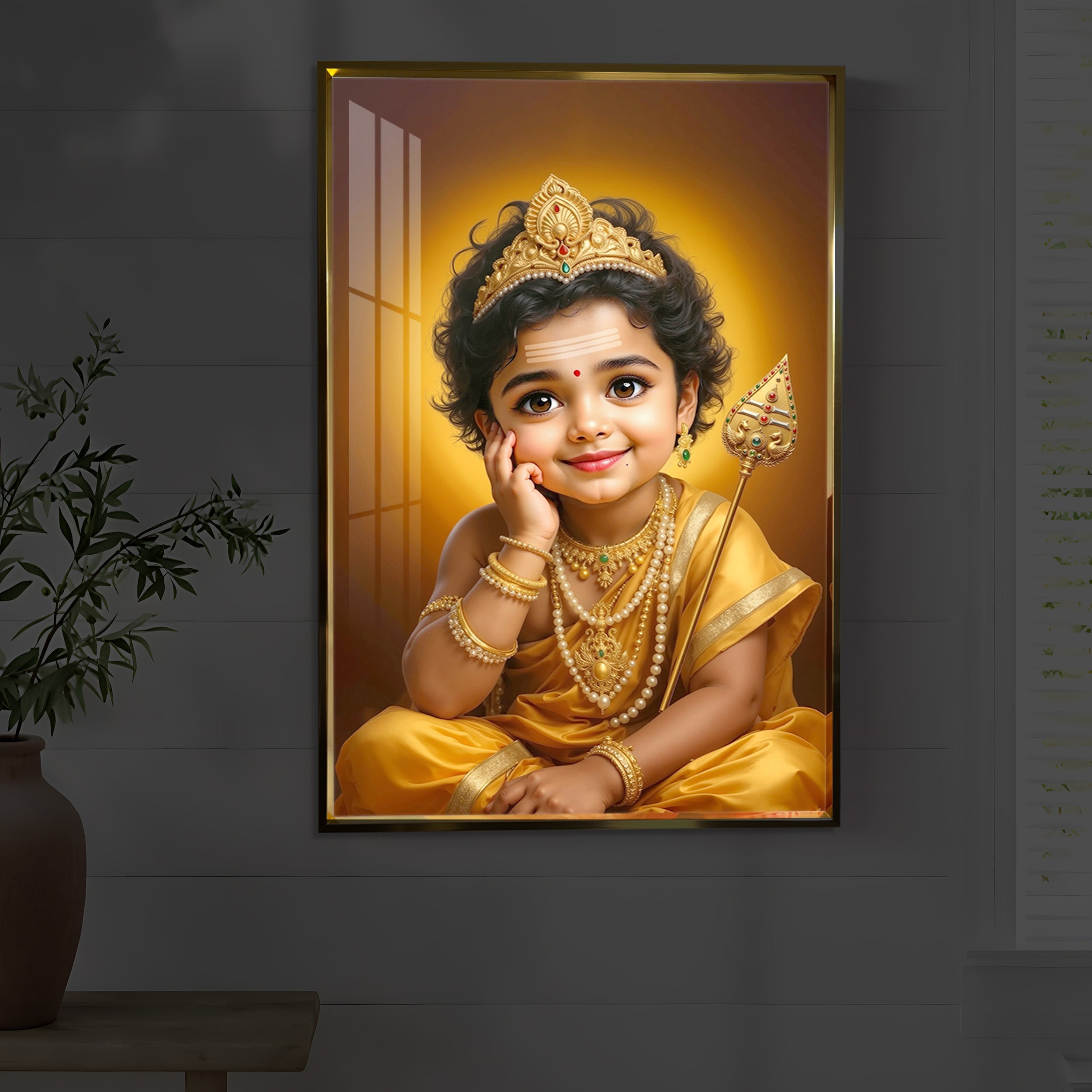 Baby Murugan Modern Luxury Backlight Vertical Wall Art