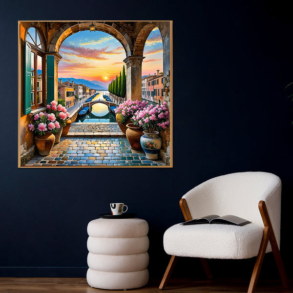 Blooming Sunset Pathway Canvas Wall Art Print