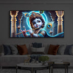 Bal Krishna Ji Modern Luxury Backlight Horizontal Wall Art