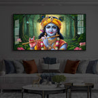 Shri Krishna Ji Modern Luxury Backlight Horizontal Wall Art