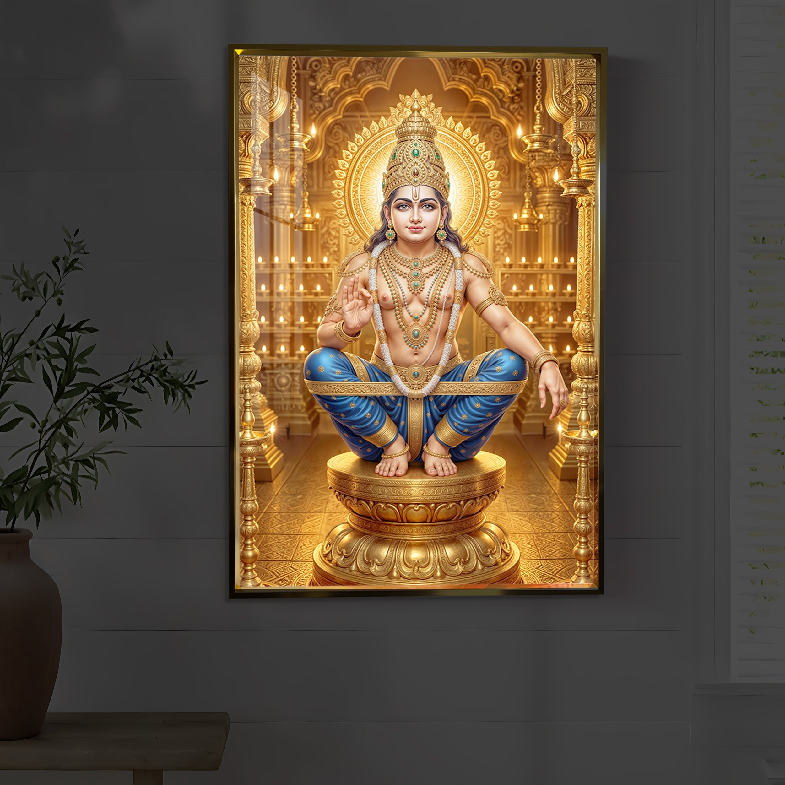 Ayyappan Swamy Modern Luxury Backlight Vertical Wall Art