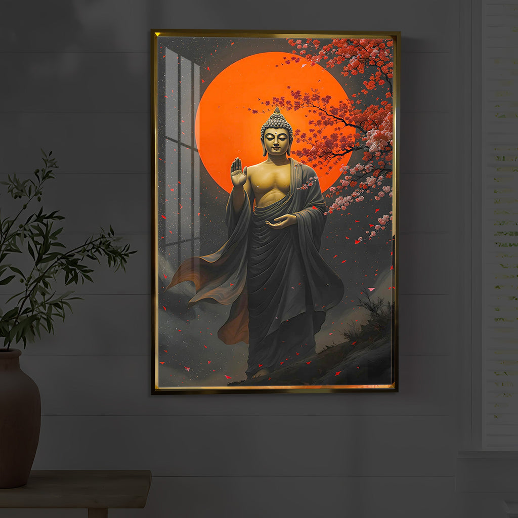 Gautam Buddh Modern Luxury Backlight Vertical Wall Art
