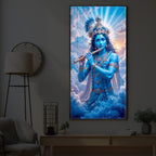 Lord Shri Krishna Modern Luxury Backlight Vertical Wall Art