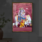 Shree Krishna Ji Modern Luxury Backlight Vertical Wall Art