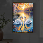 Romantic Swan Modern Luxury Backlight Vertical Wall Art