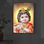 Lord baby Krishna Modern Luxury Backlight Vertical Wall Art