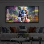 Krishna Ji Modern Luxury Backlight Horizontal Wall Art