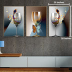 Strokes of Perfection Framed Canvas Wall Art - Set of 3 (Golden Frame )