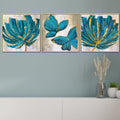 Lima Butterfly & Leaf Framed Canvas Wall painting Art - Set of 3