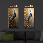 Beautiful Peacock Modern Luxury Backlight Vertical Wall Art