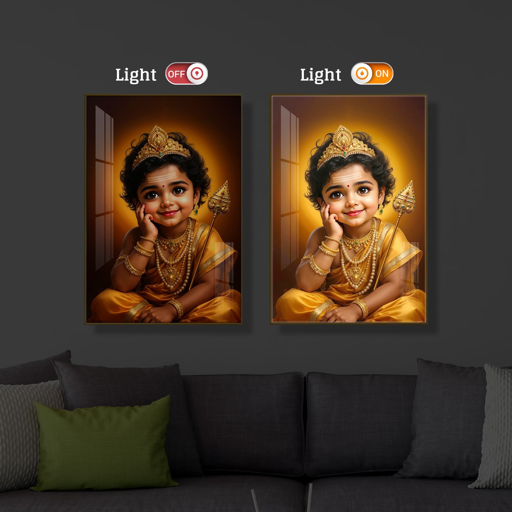 Baby Murugan Modern Luxury Backlight Vertical Wall Art