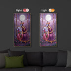 Loving Radha Krishna Modern Luxury Backlight Vertical Wall Art