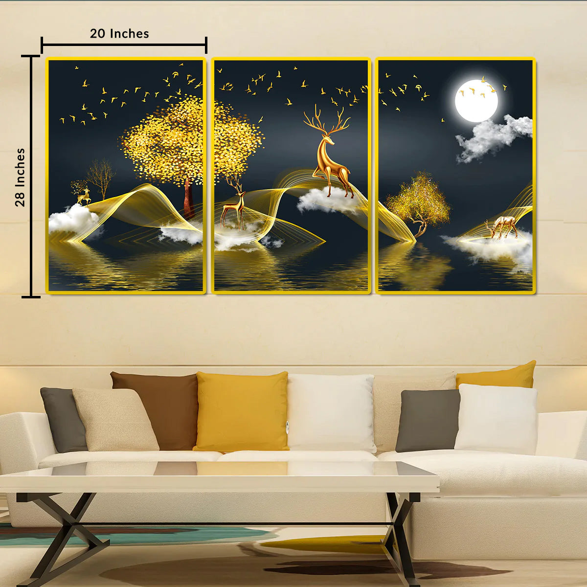 Caviar 3 panel Framed Canvas Print For Wall Decoration at Home