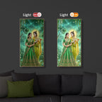 Shri Radhe Krishna Modern Luxury Backlight Vertical Wall Art