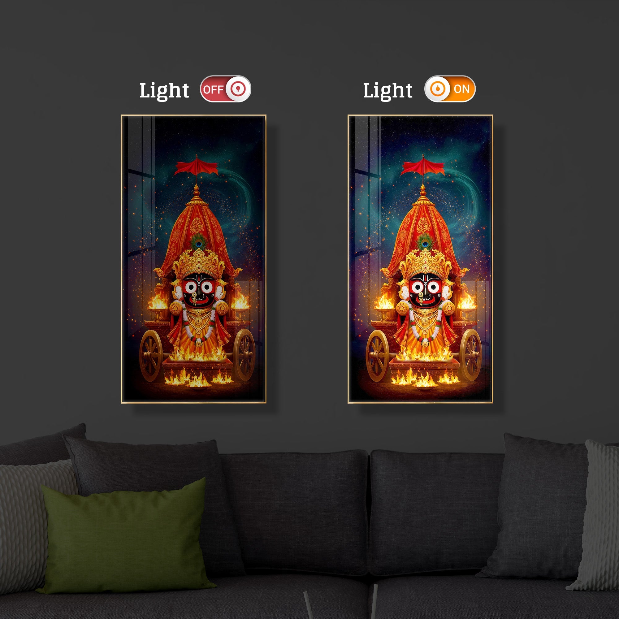 Jagannath Prabhu Modern Luxury Backlight Vertical Wall Art