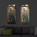 Radhe Krishna Ji Modern Luxury Backlight Vertical Wall Art