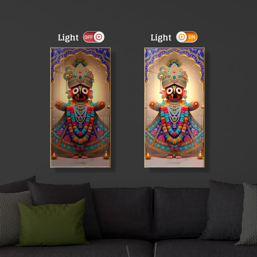Jai Shri Jagannath Ji Modern Luxury Backlight Vertical Wall Art