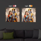 Divine Shree Radhe Krishna Modern Luxury Backlight Square Wall Art