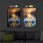Romantic Swan Modern Luxury Backlight Vertical Wall Art