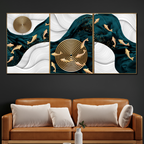 Golden Mystique Framed Canvas Wall painting Bedroom - Set of 3 (B)
