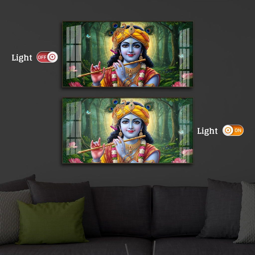Shri Krishna Ji Modern Luxury Backlight Horizontal Wall Art