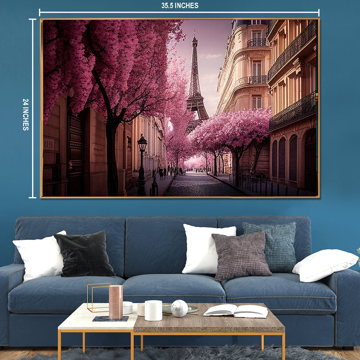 Cherry Blossom Eiffel Charm Canvas Painting for Living Room