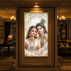 Mystical Love Of Radhe Krishn Modern Luxury Backlight Vertical Wall Art