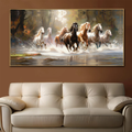 Strength of the Seven Running Horses Canvas Painting (Medium)