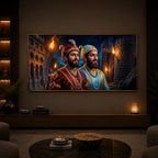 Chhatrapati Shivaji Maharaj with Chhatrapati Sambhaji Modern Luxury Backlight Horizontal Wall Art