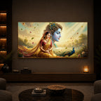 Lord Radha Krishna Modern Luxury Backlight Horizontal Wall Art