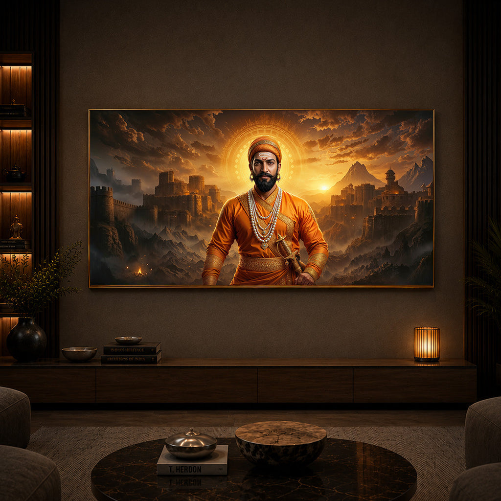 Chhatrapati Shivaji Maharaj Modern Luxury Backlight Horizontal Wall Art