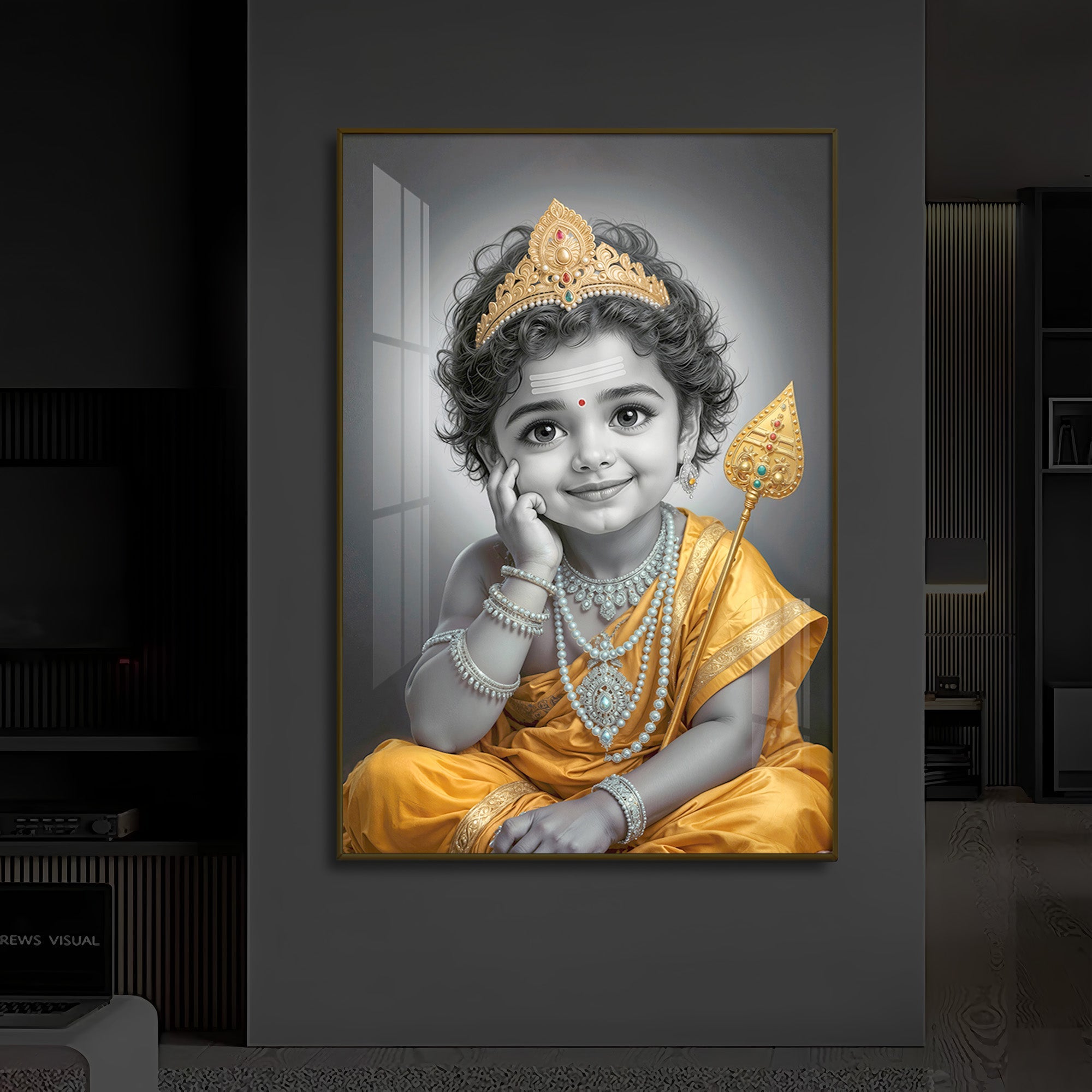 Little Murugan Modern Luxury Backlight Vertical Wall Art